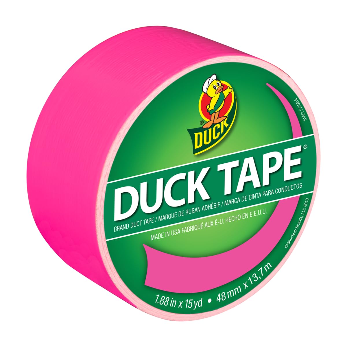 Duck Brand 1265016 Color Duct Tape, Neon Pink, 1.88 Inches x 15 Yards, Single Ro
