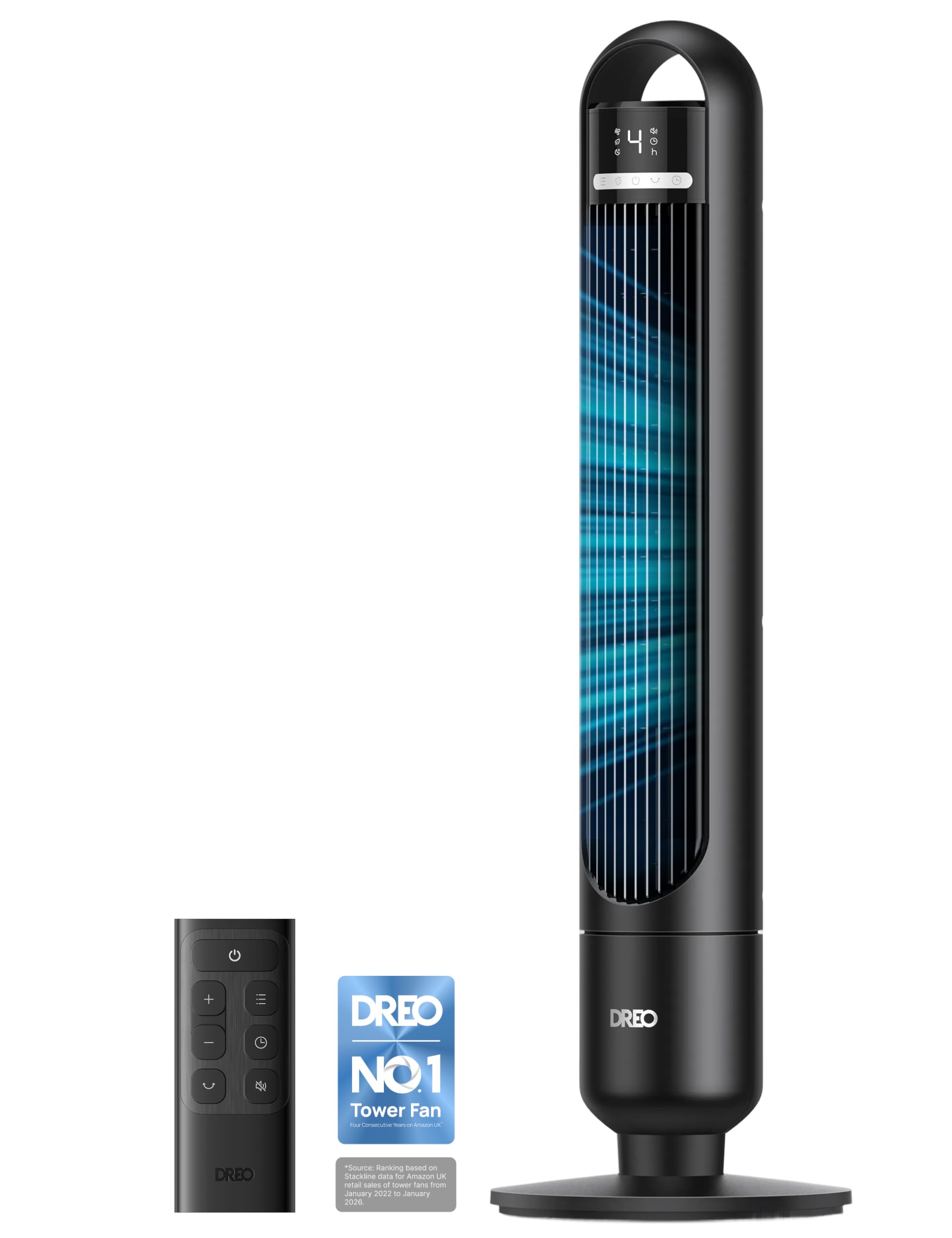 DREO Quiet Tower Fan for Bedroom& Home, 25ft/s Powerful Airflow, 29ft Coverage, 