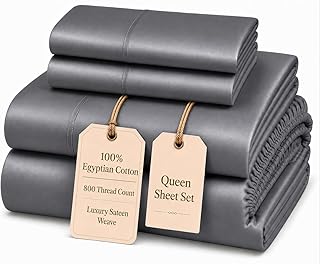 Queen Sheet Set For Queen Size Bed, Egyptian Cotton Sheets Queen Size With Bedding Sheets & Pillowcases. 800 TC Queen Bedding Hotel Sheets With Deep Pocket Queen Sheets (Fits Upto 18") - Charcoal
