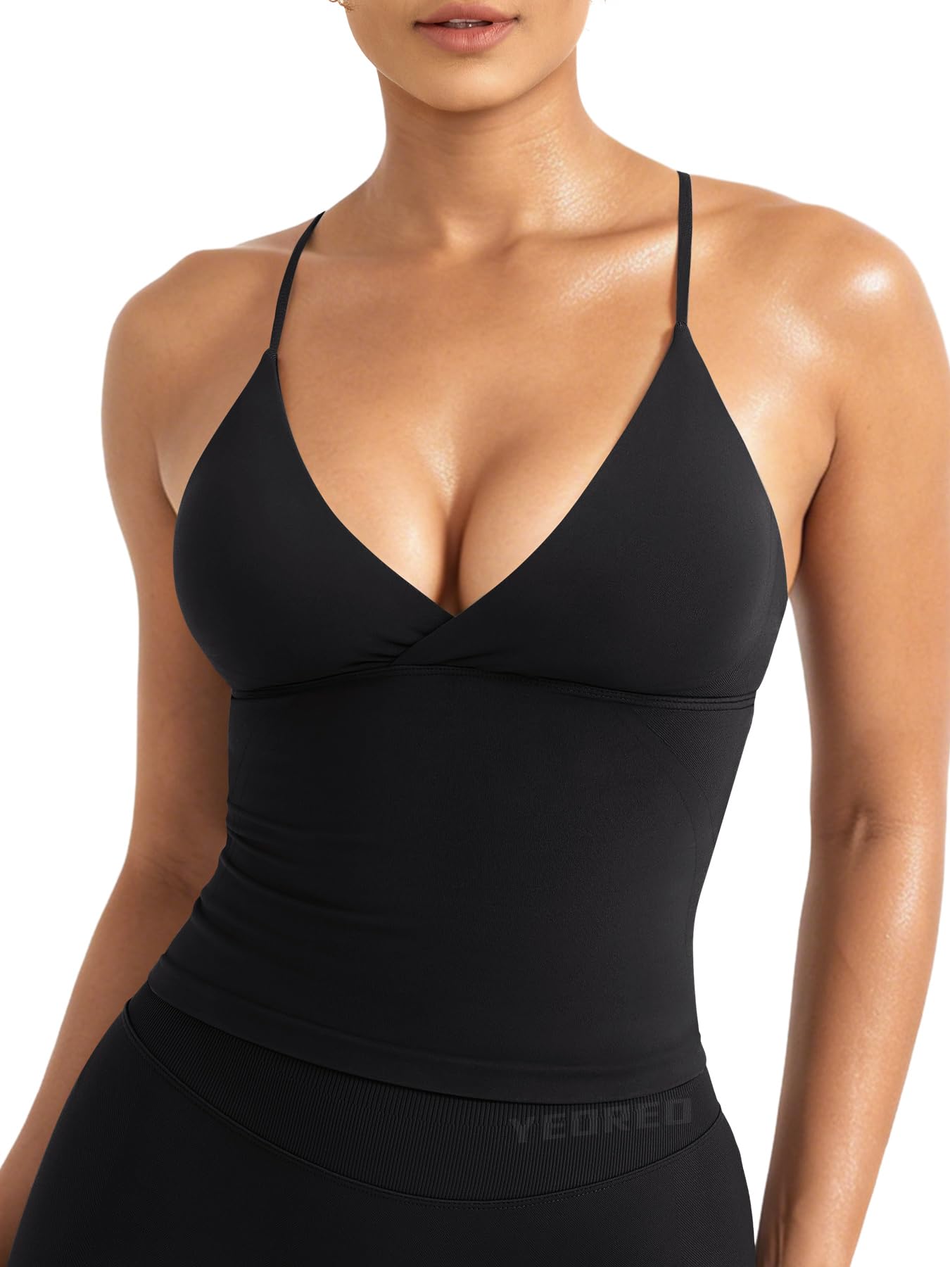 YEOREO LuxFlow Workout Tank Top Twist Front Sports Bra Pads Straps Camisole | Wo