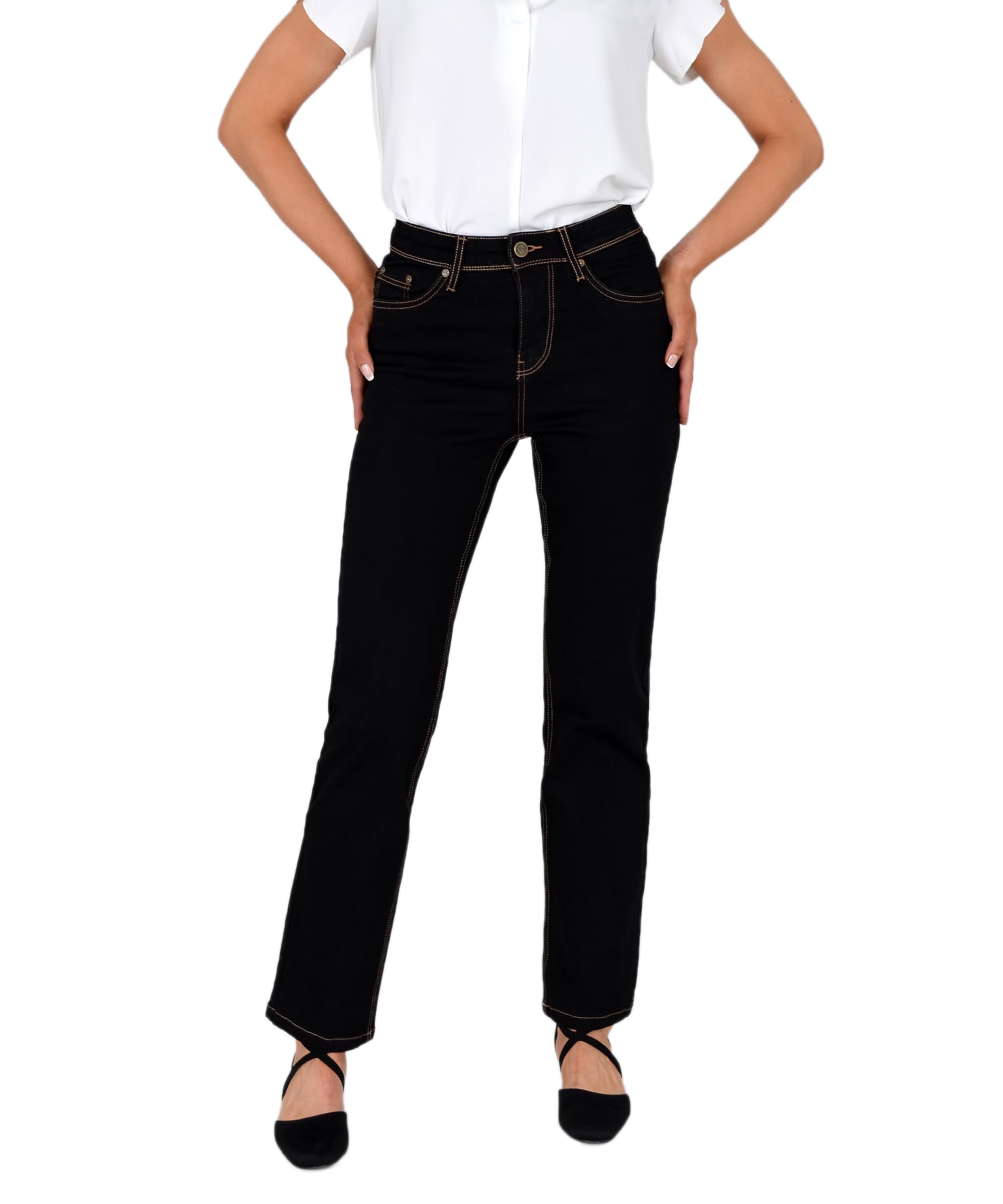 ESRA Women's Jeans Trousers Straight Cut Straight to Plus Size G400