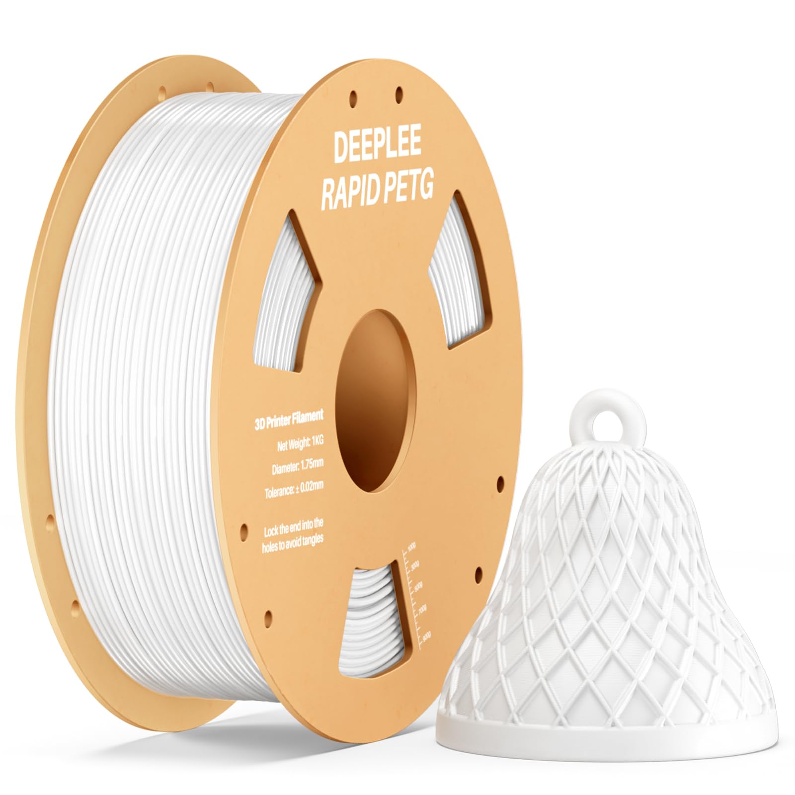 DEEPLEE Rapid PETG Filament 1.75mm White 1KG | High Speed PETG Filament Material