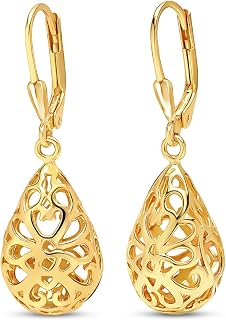 LeCalla Women's Drop & Dangle Earrings | 925 Sterling Silver Leverback Earrings | Lightweight Teardrop Lever Back Drop Dangle Earring for Women