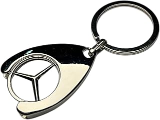 Mercedes Benz B66956285 Keyring with Shopping Trolley Token Chrome-Plated, silver, 4x3cm
