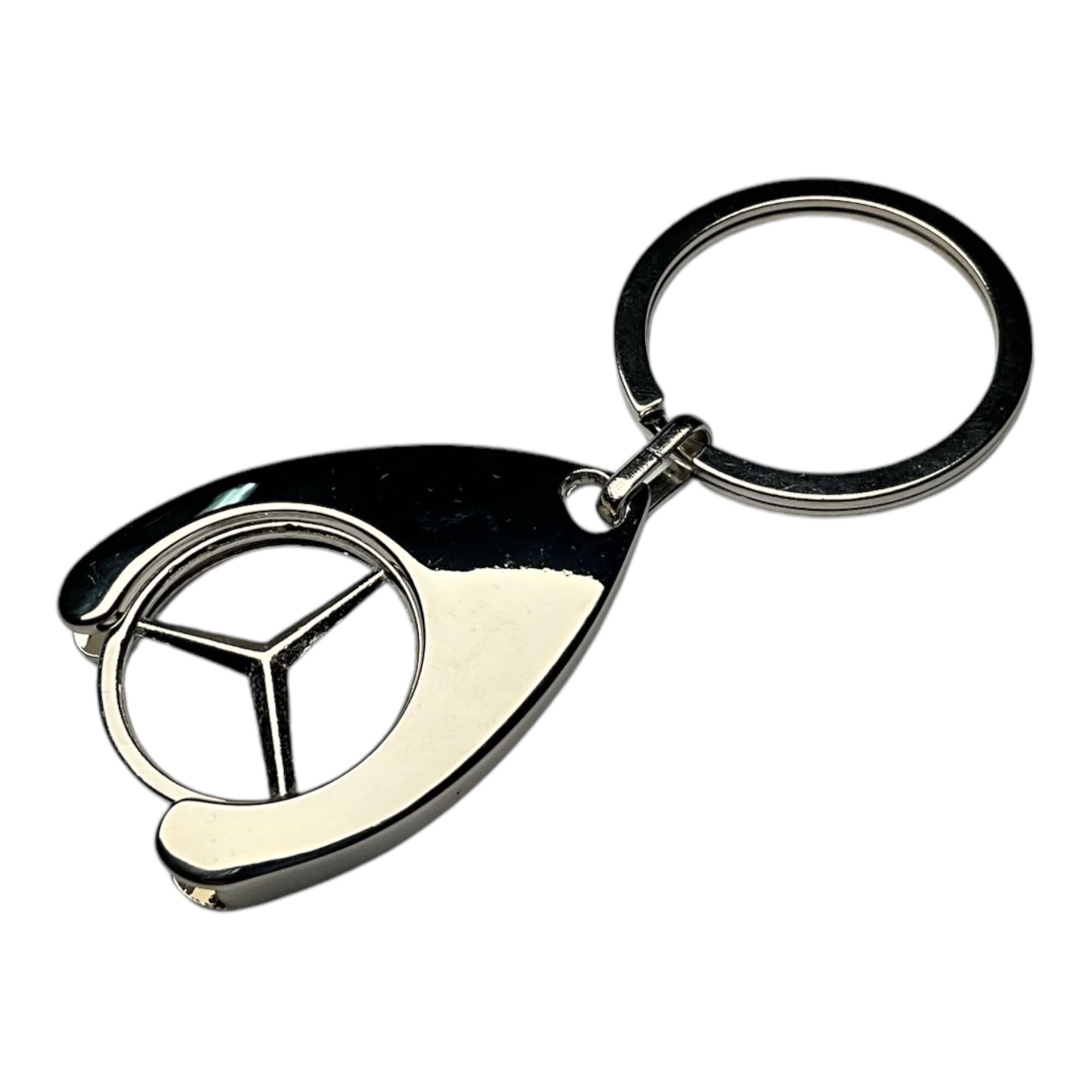 Mercedes Benz B66956285 Keyring with Shopping Trolley Token Chrome-Plated, silve