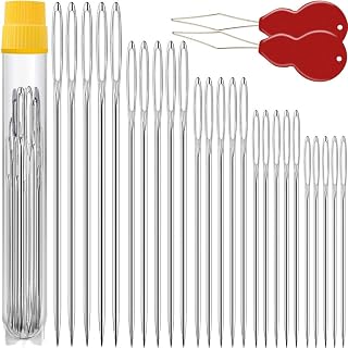 Premium Large Eye, Large Gauge Needles for Hand Sewing - Assorted Sizes, Including Embroidery - 35 PCS with 2 Threaders