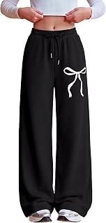 Zaclotre Girls Wide Leg Sweatpants Bow Baggy Athletic Pants with Pockets