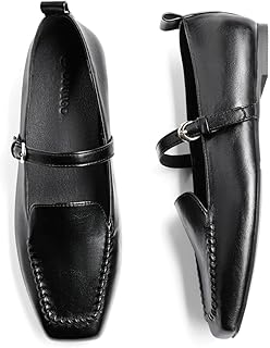 Coutgo Mary Jane Ballerine da donna con punta quadrata senza lacci, comode, eleganti, da lavoro, ufficio