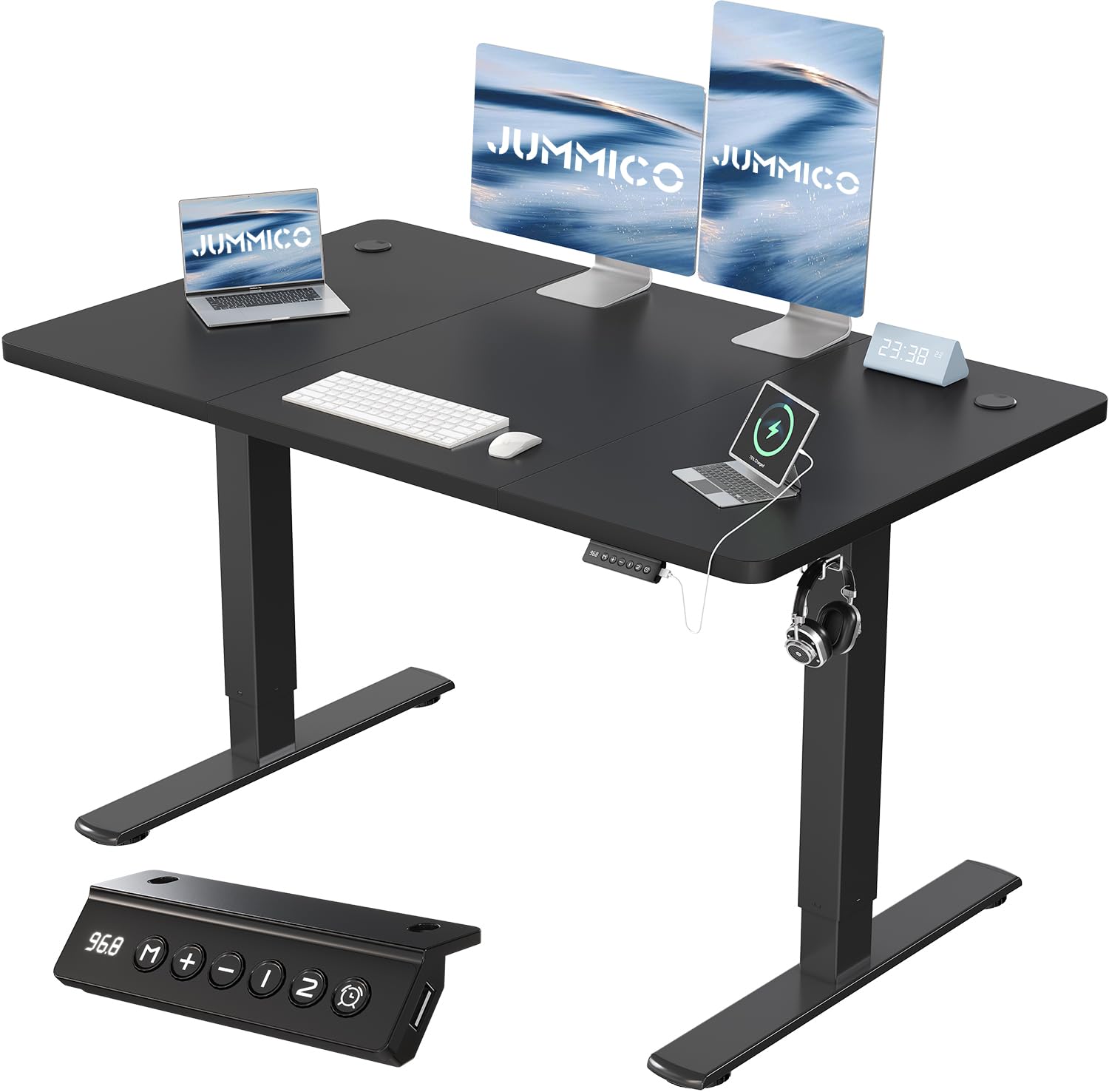 JUMMICO Electric Height Adjustable Desk, 120 x 60 cm, Panel 6 Keys with 4 Height