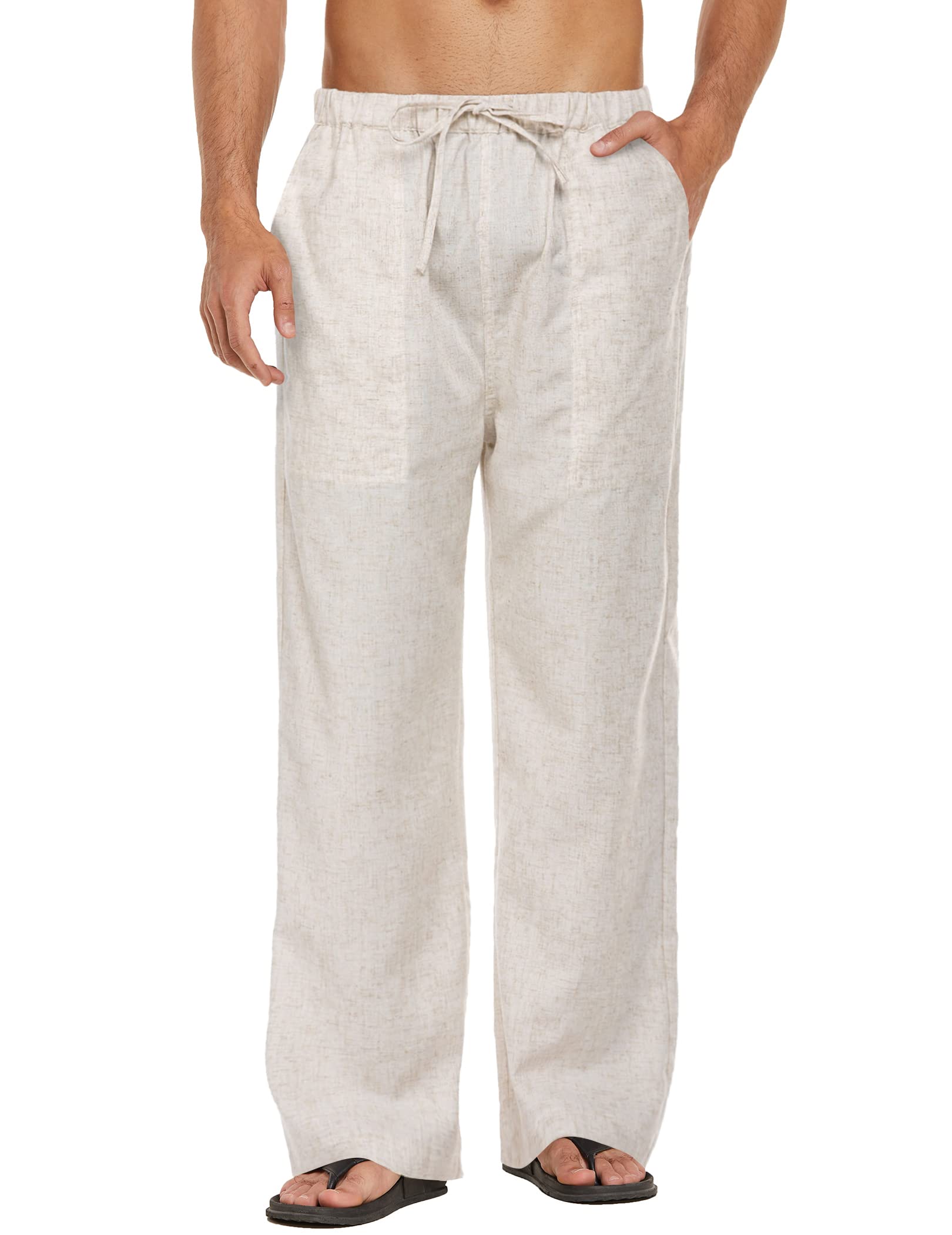 COOFANDY Men's Linen Pants Summer Pants Leisure Pants Holiday Pants Beach Pants 
