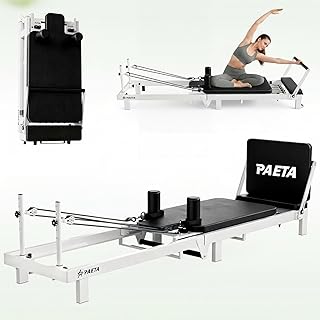 PAETA Pilates Reformer, 86" Foldable Reformer Pilates Machine for Home Use, with Dual Resistance- Springs and Cords, Pilates Equipment for Home Workouts with Jump Board, Up to 400 LBS