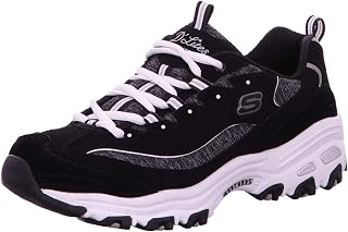 Skechers D'Lites Fresh Start Schnür-Sneaker für Damen mit Memoryschaum modischer Schuh Schwarz/Weiß EU