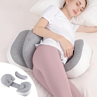 Chilling Home Portable Pregnancy Pillow, W Shaped Pregnancy Wedge Pillow | Maternity Pillow for Pregnant Women, Pregnancy Pillows for Sleeping, Body Pillow Support for Back, Belly, Waist, Grey