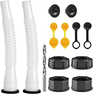 Gas Can Spout Replacement Kits, Gas Can Nozzle Replacement (2 Kits-White) | Pre-installed with seals, ready to use right out of the box. Very easy to install, Leak-proof, Perfect fit, Good quality.