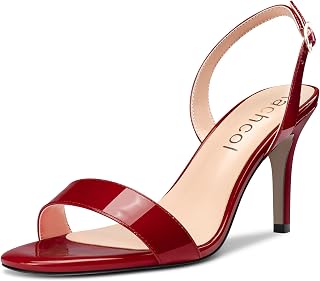 Aachcol Women's Stiletto Medium High Heel Sandals Lace Ankle Strap Round Slingback Open Toe Dress Shoes Office Wedding Party Painted 8 cm