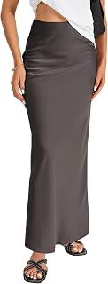 Vrtige Women's Satin Silky Maxi Skirt