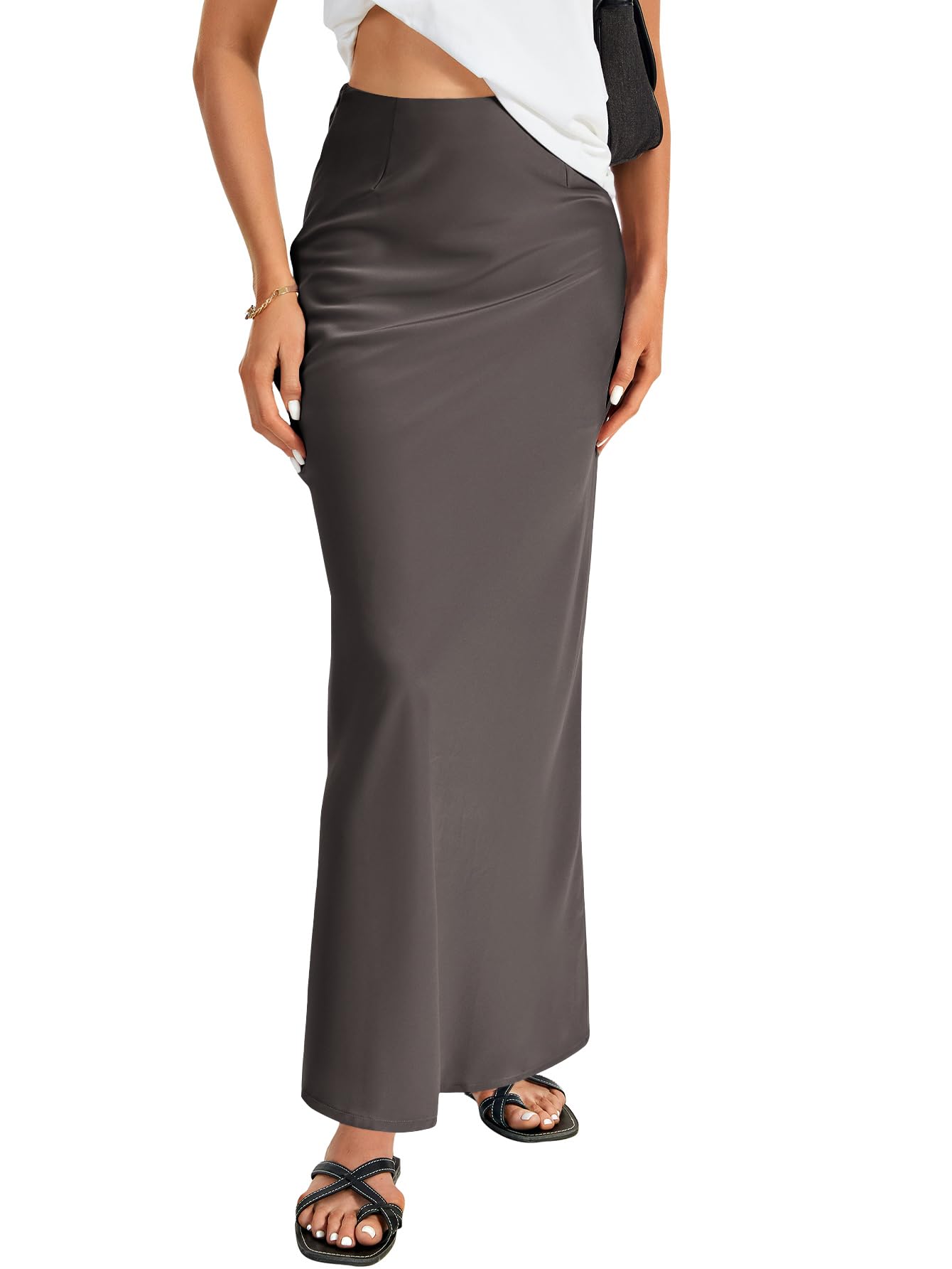 Vrtige Women's Satin Silky Maxi Skirt