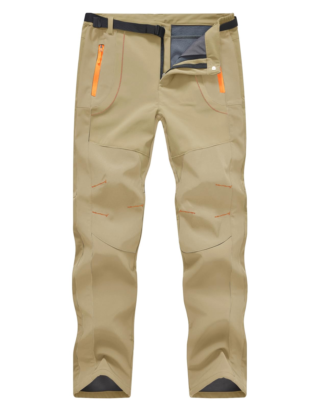 TBMPOY Men's Snow Ski Hiking Pants Waterproof Winter Fleece Lined Pants Camping 
