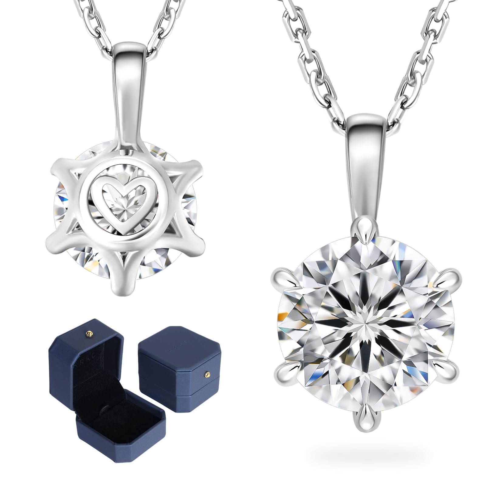 Moissanite Necklace for Women, Gifts for Her, 0.5-3CT Lab-Grown Diamond Solitair