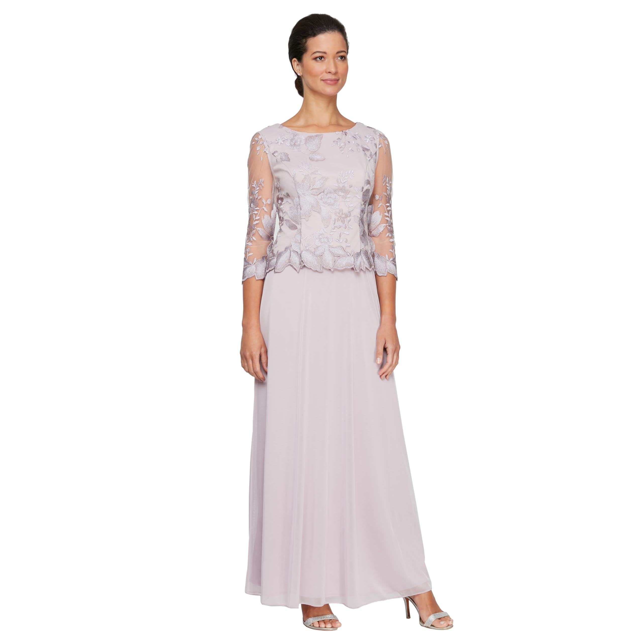 Alex Tea Length Sequin Mock Dress (Petite And Regular) Women's Special Occasion 