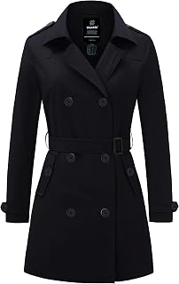 Wantdo Women's Waterproof Trench Coat Classic Lapel Outerwear with Belt
