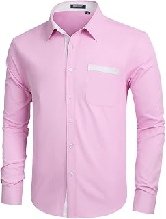 Enlision Men's Long-Sleeved Business Shirt, Regular Fit, Casual Shirt, Modern, Wedding Shirt with Pocket