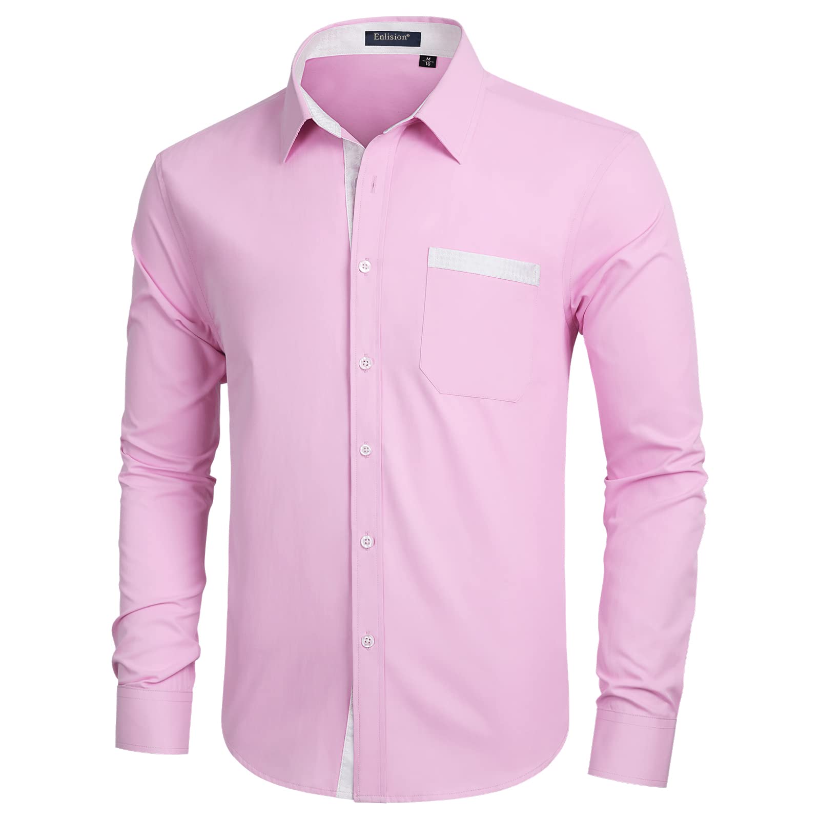 Enlision Men's Long-Sleeved Business Shirt, Regular Fit, Casual Shirt, Modern, W