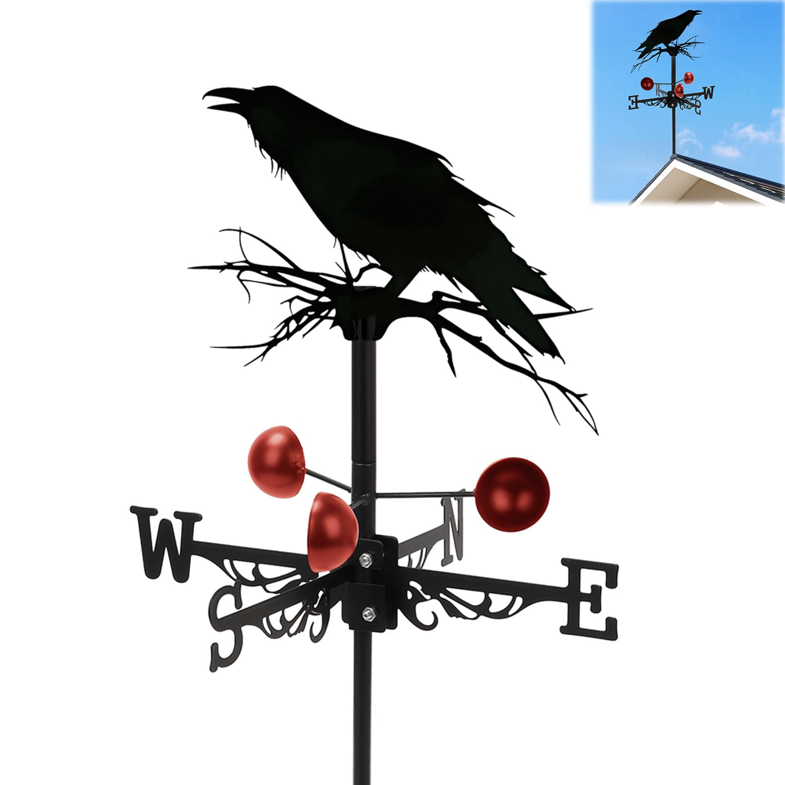 Crow Metal Weather Vane, Animal Weathervane Wind Outdoor Roof Mount | Personaliz