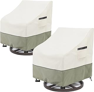 LSongSKY Outdoor Swivel Chair Covers 2 Pack,100% Waterproof Heavy Duty Outdoor Chair Covers,(33 W x 35 D x 38.5 H inches) Patio Furniture Cover for Swivel Patio Chair,White&Grayish Green
