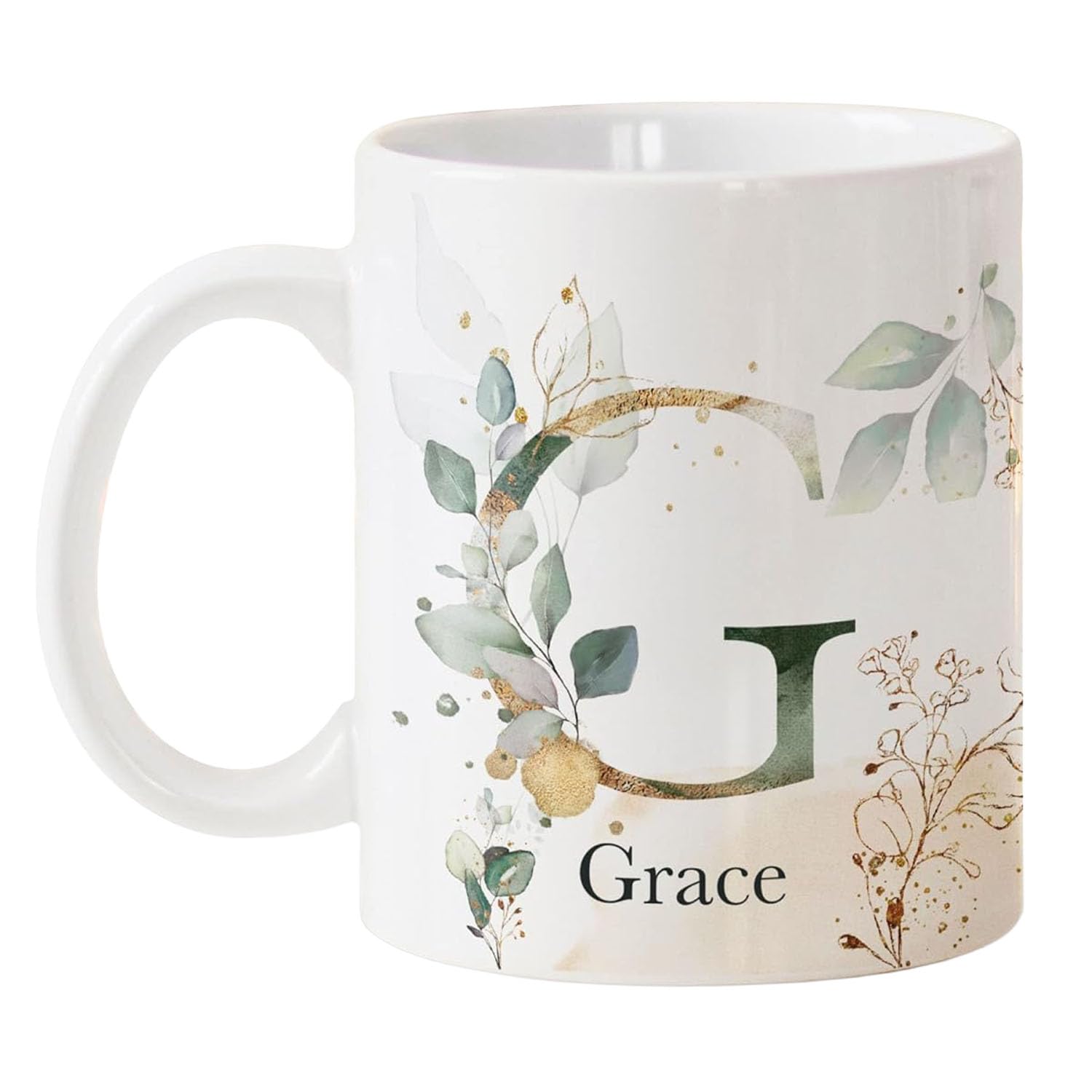 Pink Positive Personalised Gift Name Mug with Watercolour Flowers | Personalised