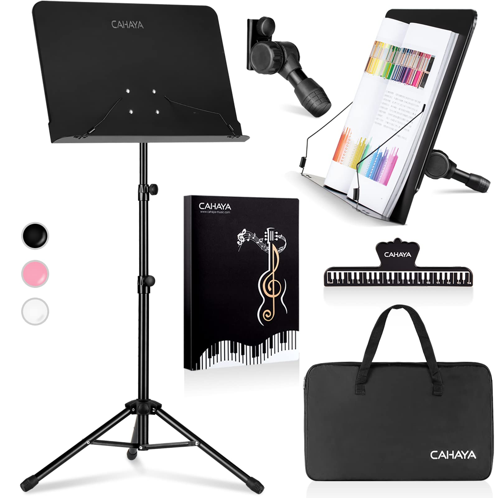 CAHAYA Sheet Music Stand Dual-use Convert to Desktop Stand Adjustable Black