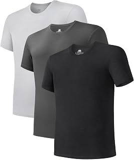 DAVID ARCHY Men's Bamboo Rayon Breathable Crew Neck Undershirts 3/5 Pack