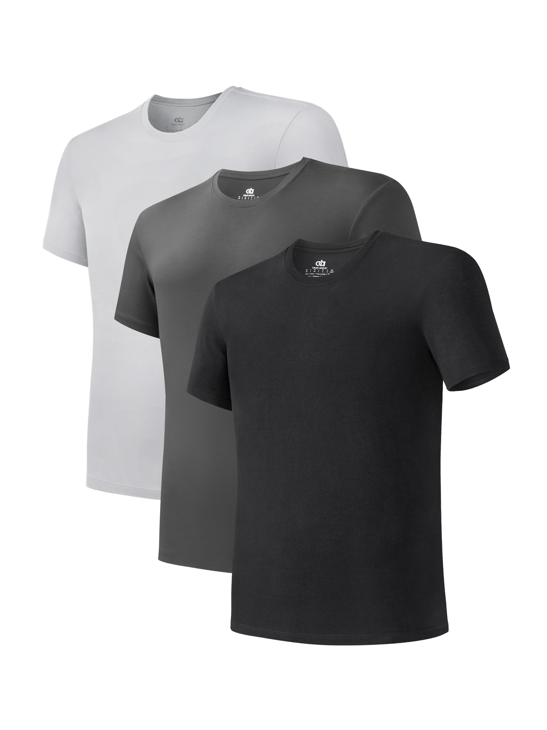 DAVID ARCHY Men's Bamboo Rayon Breathable Crew Neck Undershirts 3/5 Pack