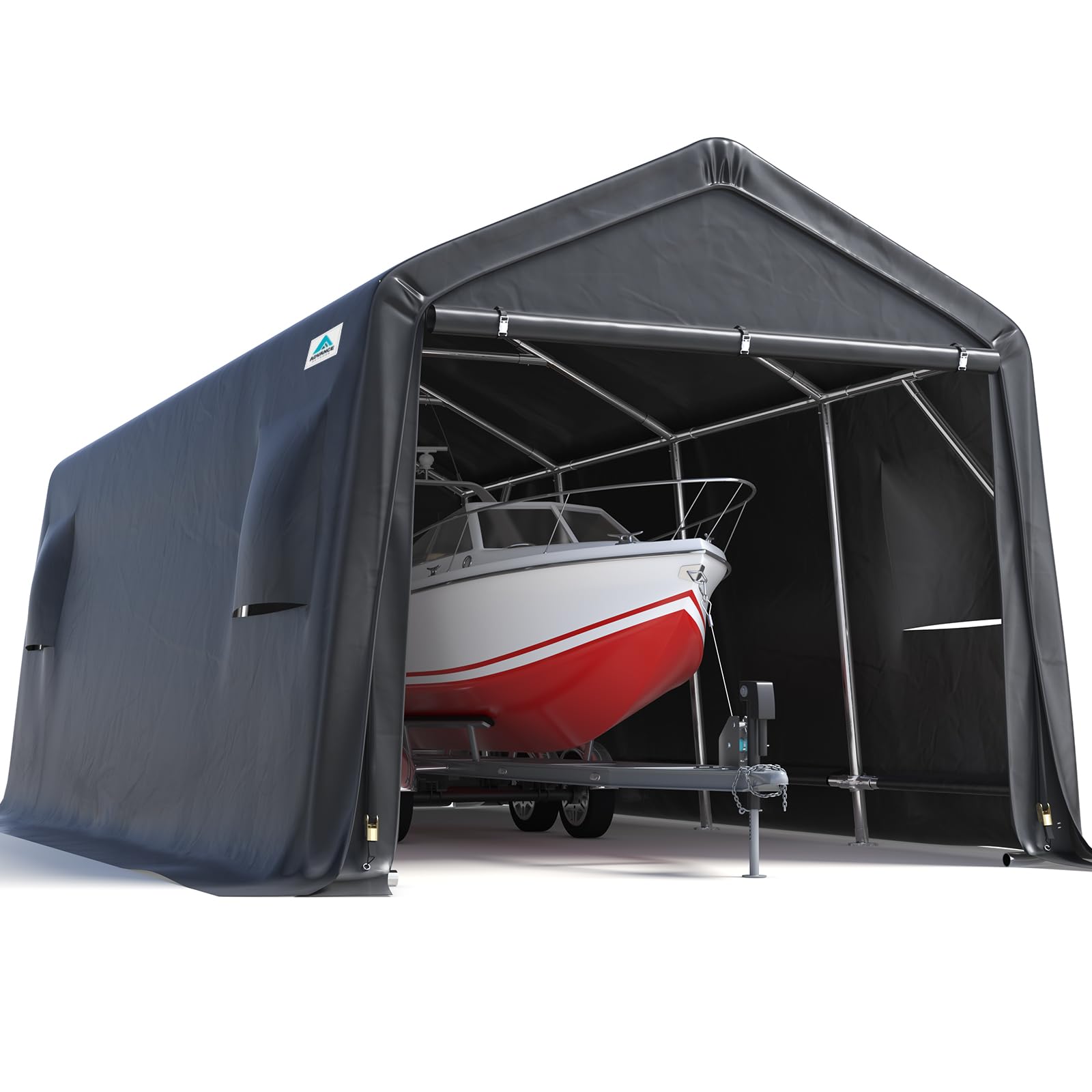 ADVANCE OUTDOOR 10X15 ft Garage Shelter Steel Metal Peak Roof Portable Storage S
