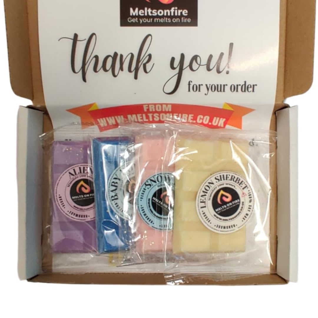 Wax Melts Snap Bars, 4 x 30G Pack Alien, Lemon Sherbat, Baby Powder, Snow Fairie