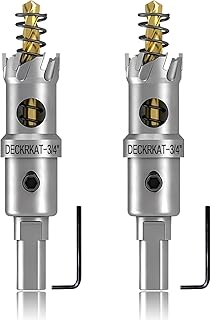 2-Pack 3/4" TCT Hole Saws for Hard Metal, Heavy Duty 19mm Tungsten Carbide Tipped Hole Cutters Set with Spring-Loaded Pilot Drill Bits for Stainless Steel, Metal, Iron, and Plastic