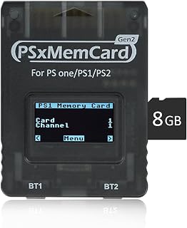 Guilekeys PSxMemCard Game Memory Card Compatible with PS2/PS1/PS One Console, 8GB MicroSD Card Include, Supports Firmware Upgrade, Unlimited Storage and Sd2psXtd, High Speed