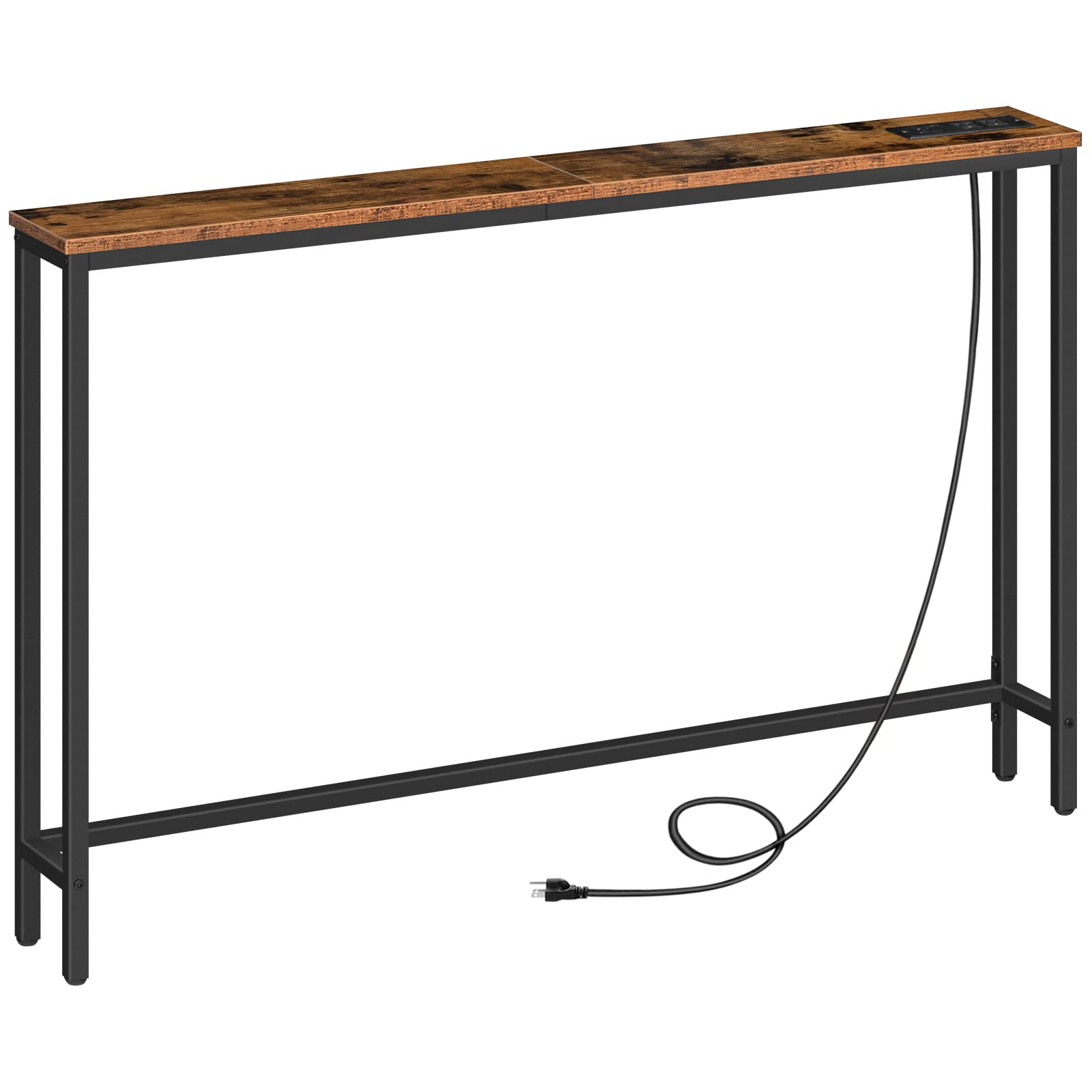 HOOBRO 120 cm Narrow Console Table with Power Outlets and USB Ports, Entryway Ta