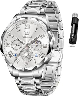 OLEVS Mens Luxury Casual Diamond Watches Big Dial Stainless Steel Waterproof Business Dress Analog Luminous Date Display
