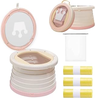 SunnySmile Portable Toilet for Kids,Portable Potty Seat for Toddler Travel,Travel Potty with Travel Bag, Applicable to Camping, Indoor/Outdoor Use, Includes 45 Replacement Bags (Pink)