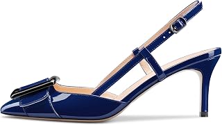 Castamere Women's Stiletto Mid Heel Pointed Toe Slip-On Pumps Slingback Bow Tie Dress Wedding Party Sandals 6.5 cm Heels