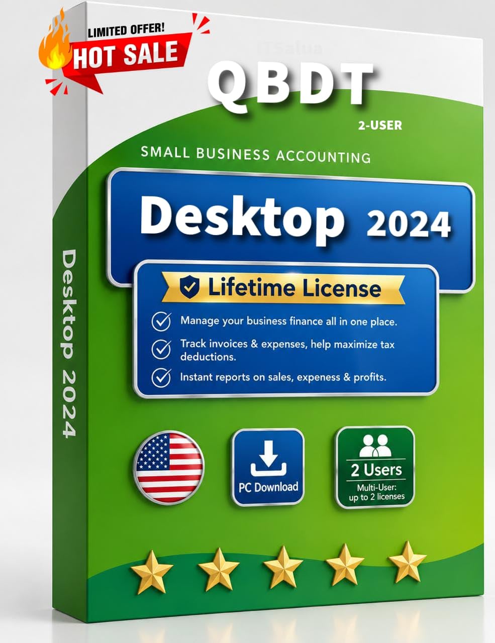 Quick-Book Desktop Pro' Plus 2024 For Windows PC | 2-USER Lifetime Version | Ama