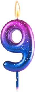 9 Birthday Candle for 9th Pink and Purple Birthday Decorations for Girls, Number 9 Candle for 9th Birthday Decorations, 9 Cake Topper for Girls 9 Year Old Party Decor Supplies Favors