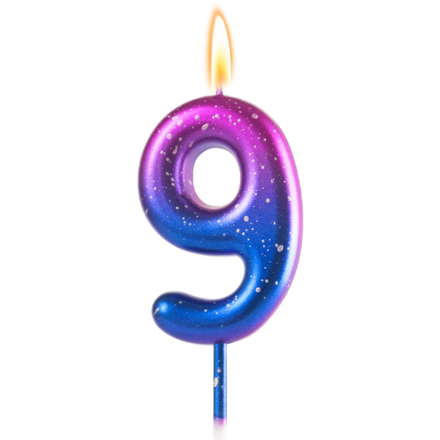 9 Birthday Candle for 9th Pink and Purple Birthday Decorations for Girls, Number