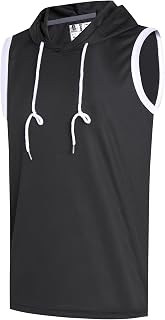DEHANER Men's Sleeveless Hooded Shirts Casual Quick Dry Workout Training Gym Tank Tops UPF 50+ Lightweight Activewear