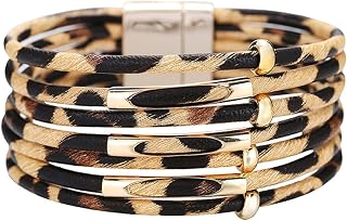 Rantanto Leather Wrap Bracelets For Women Gold Twist Lock Buckle Wrist Cuff