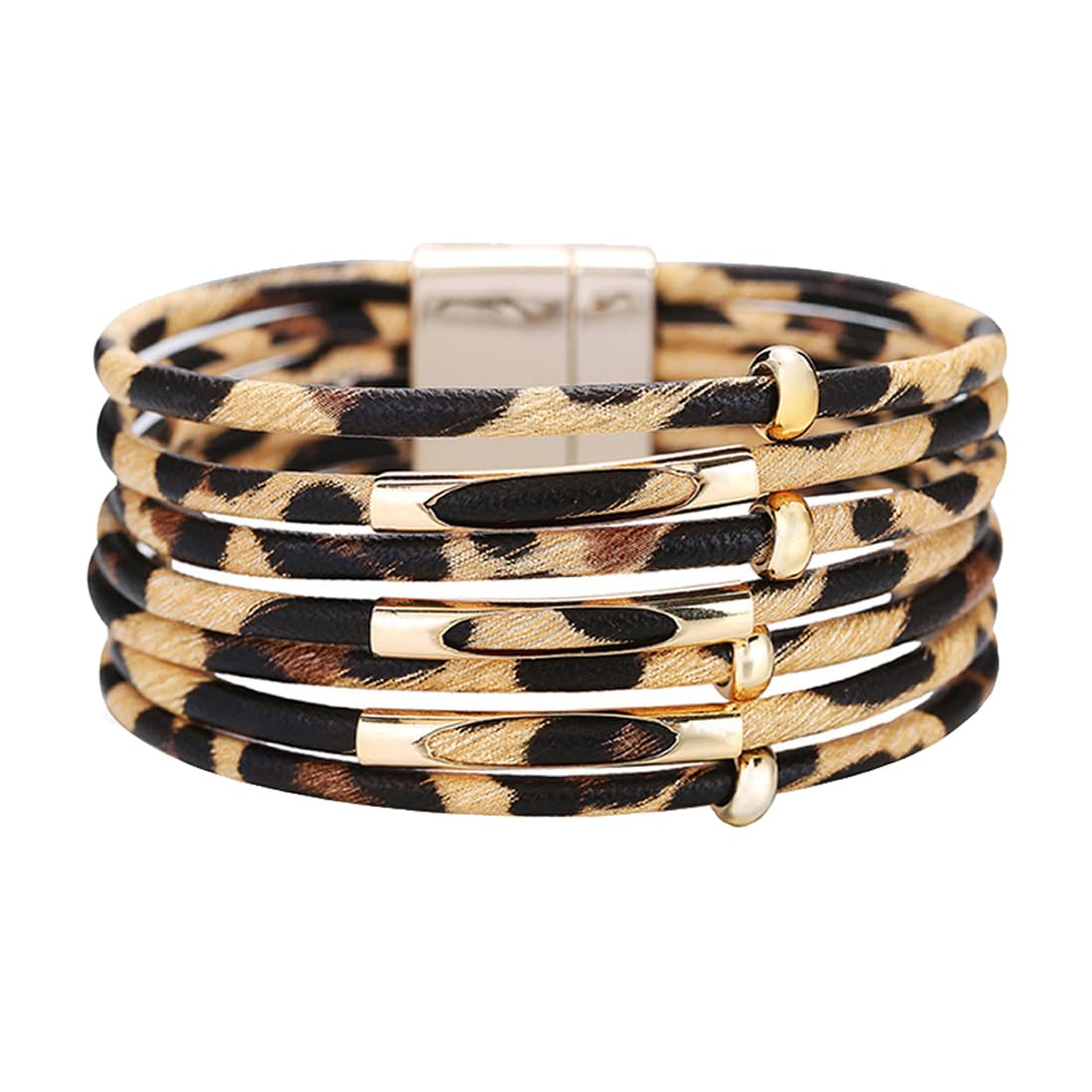 Rantanto Leather Wrap Bracelets For Women Gold Twist Lock Buckle Wrist Cuff