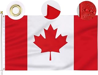 Canada Flag, 3X6 Ft Premium Canadian Flags - Embroidered Maple Leaf & 220D Heavy Duty Durable Oxford Nylon Canadian National Flag Drapeau for Outdoor Indoor Home Garden Yard Decor