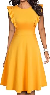 YATHON Women's Vintage Ruffle Sleeve Floral A Line Cocktail Party Dresses