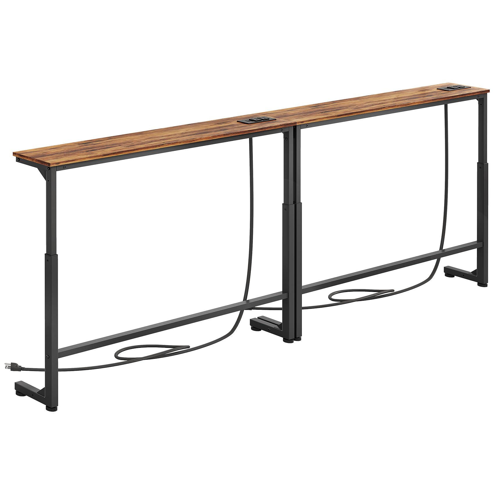 Kitstorack 2-Pack Narrow Console Table with Adjustable Height (25"-33") & 2 Powe
